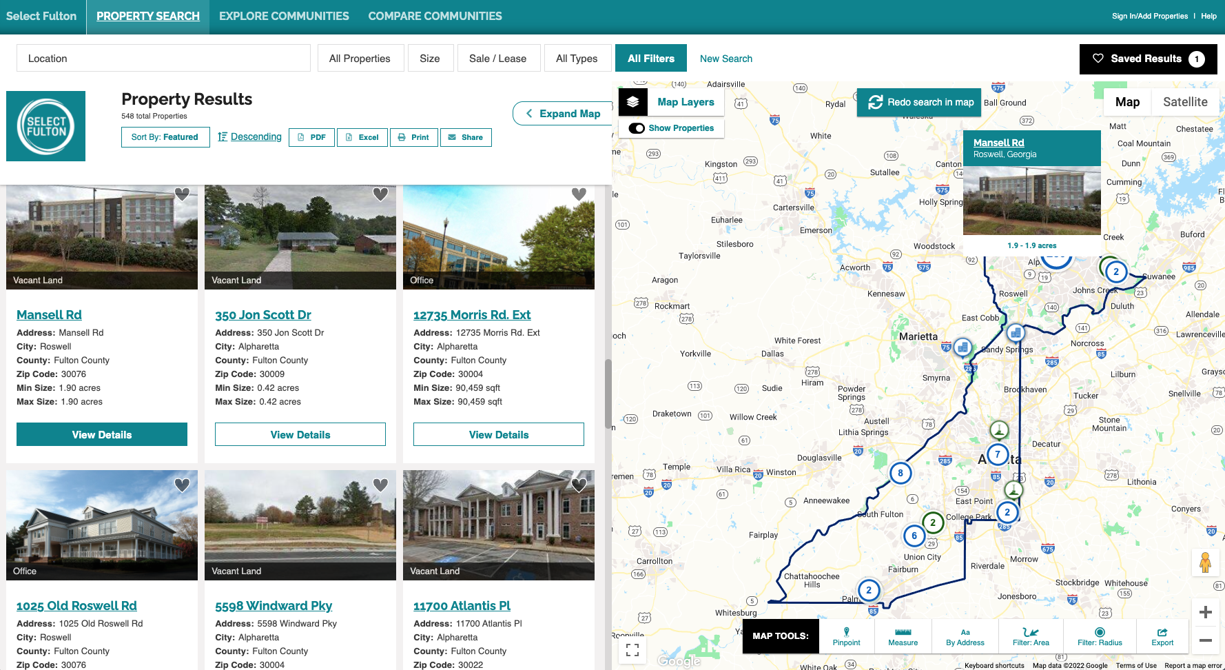 Atlanta Fulton County Georgia GIS data tools economic development site selection