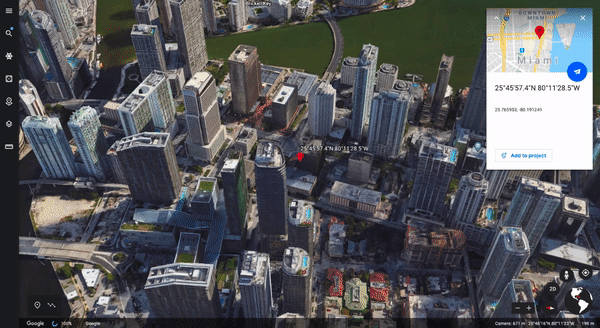 Google Earth 360° virtual flyover
