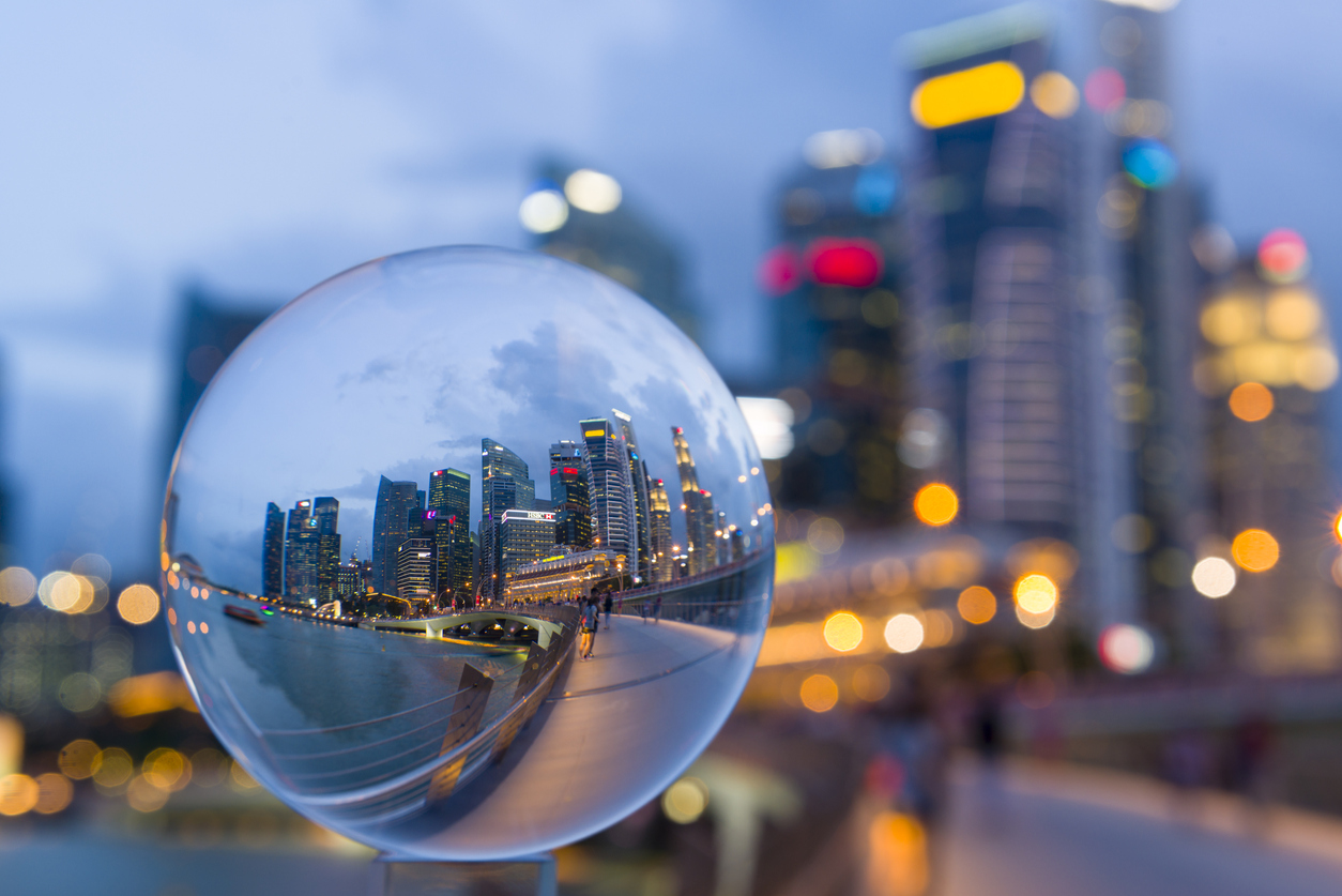 Key trends for economic development websites in 2022 - crystal ball city skyline