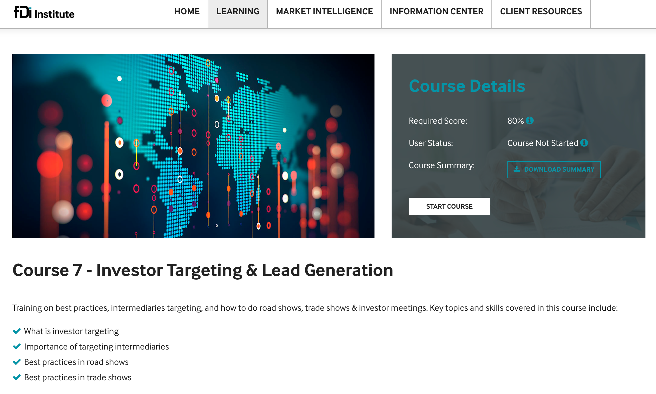 fDi Institute e-learning platform investor targeting and lead generation